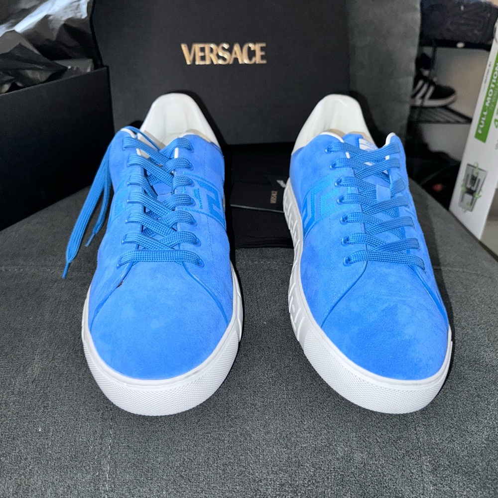 NEW Versace Royal Blue and White Sneakers